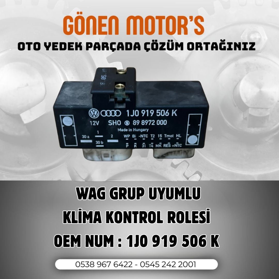 204 -  VW Klima Rölesi | 1J0 919 506 K | Orijinal Tip Klima Fan ve Kompresör Rölesi